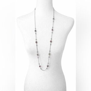 Brighton Silver Tone Crystal Station Necklace Long
